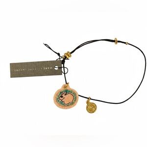Embroidered Pendant Necklace with Gold Accents